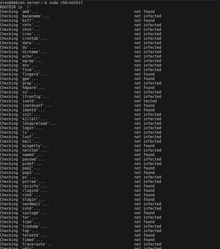 chkrootkit scan output